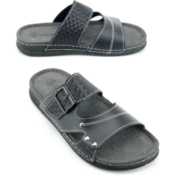 Gezer Kafkaslar Ter Yapmaz Çapraz Detaylı Dikişli Erkek Ortopedik Terlik