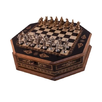 Helena Wood Art Octagon Byk Siyah Satranç Seti