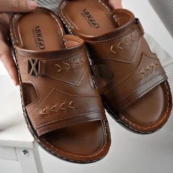 Muggo Ryan Garantili Ortopedik Rahat Taban Deri Görünümlü Erkek Terlik 